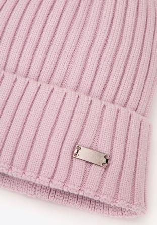Women's ribbed knit hat, pink, 95-HF-022-P, Photo 1