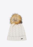 Women's winter thick cable knit hat, cream, 95-HF-016-2, Photo 1