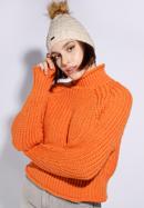 Women's winter thick cable knit hat, cream, 95-HF-016-2, Photo 15