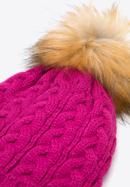 Women's winter thick cable knit hat, pink, 95-HF-016-2, Photo 2