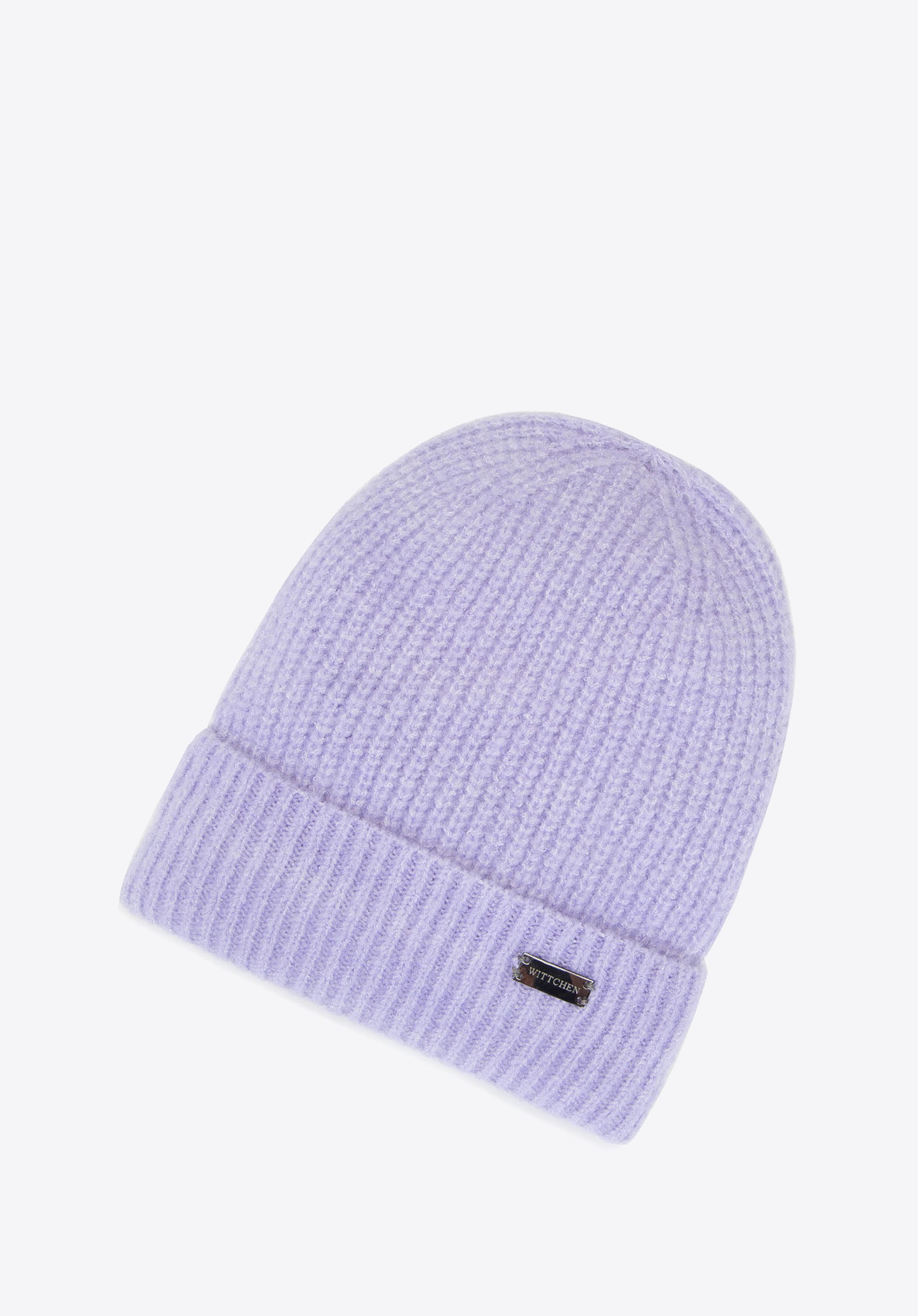 Damska czapka z mechatej dzianiny typu beanie, jasny fiolet, 93-HF-020-F, Zdjęcie 1