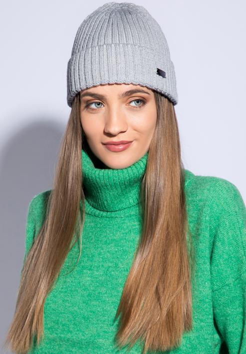 Women's winter hat, light grey, 95-HF-013-8, Photo 15