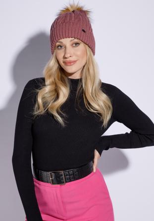 Women's winter cable knit hat, thistle, 95-HF-019-P, Photo 1