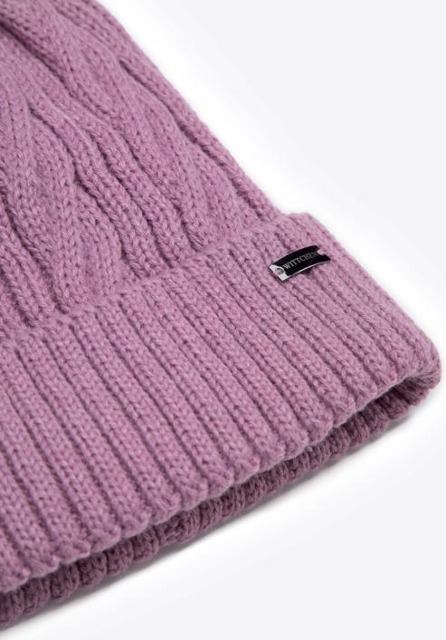 Women's winter cable knit hat, light violet, 95-HF-019-N, Photo 2