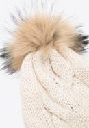 Women's cable knit hat, cream, 95-HF-008-0, Photo 2