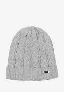 Women's winter thick cable knit hat, light grey, 97-HF-017-0, Photo 1