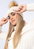 Women's cable knit winter hat, cream, 97-HF-016-7, Photo 15