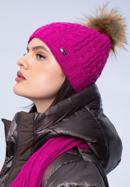 Women's cable knit winter hat, pink, 97-HF-016-1, Photo 15