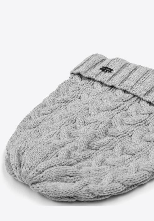 Women's winter thick cable knit hat, light grey, 97-HF-017-Y, Photo 2
