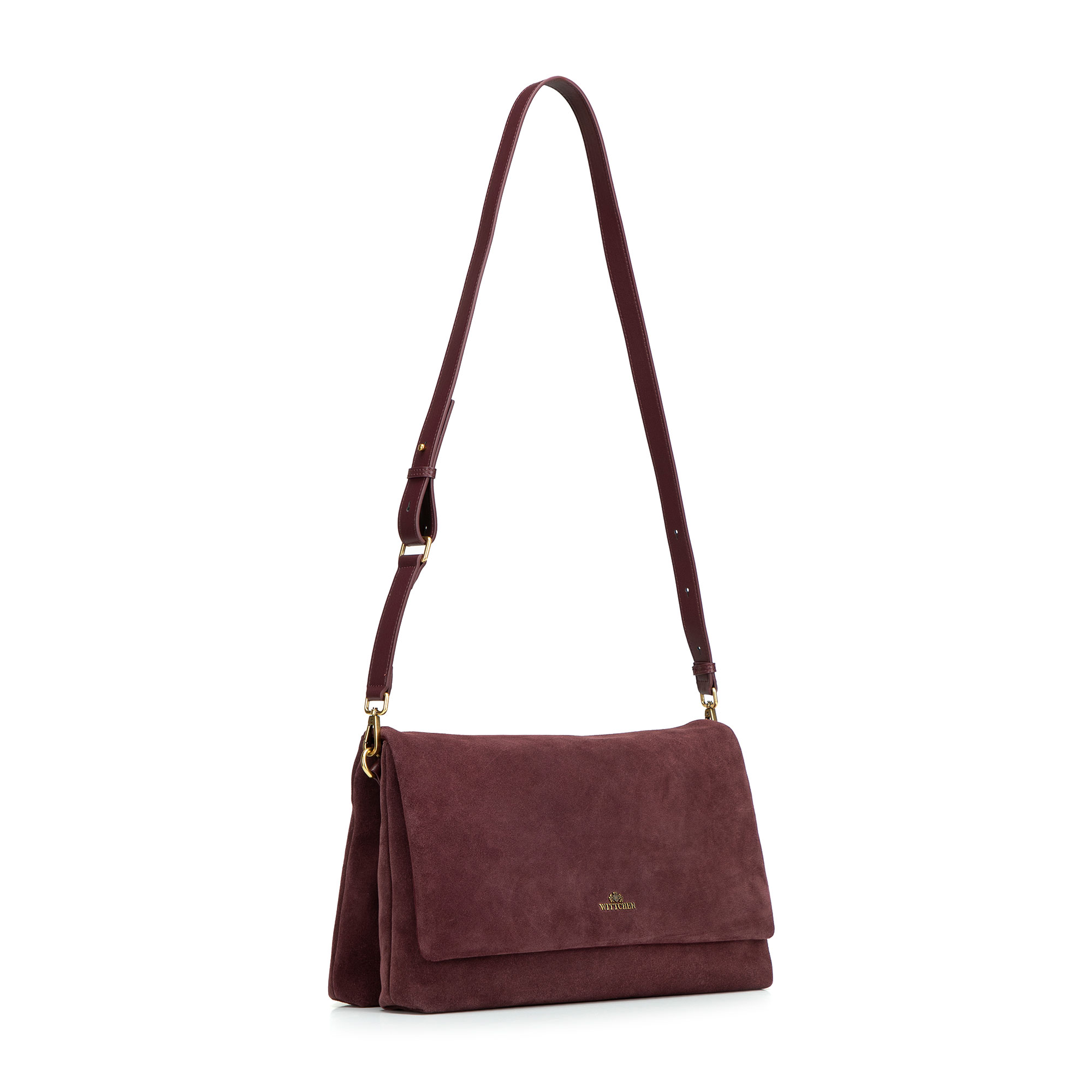 Fialová dámska crossbody kabelka Wittchen z prírodnej kože, Vyberte variant burgund