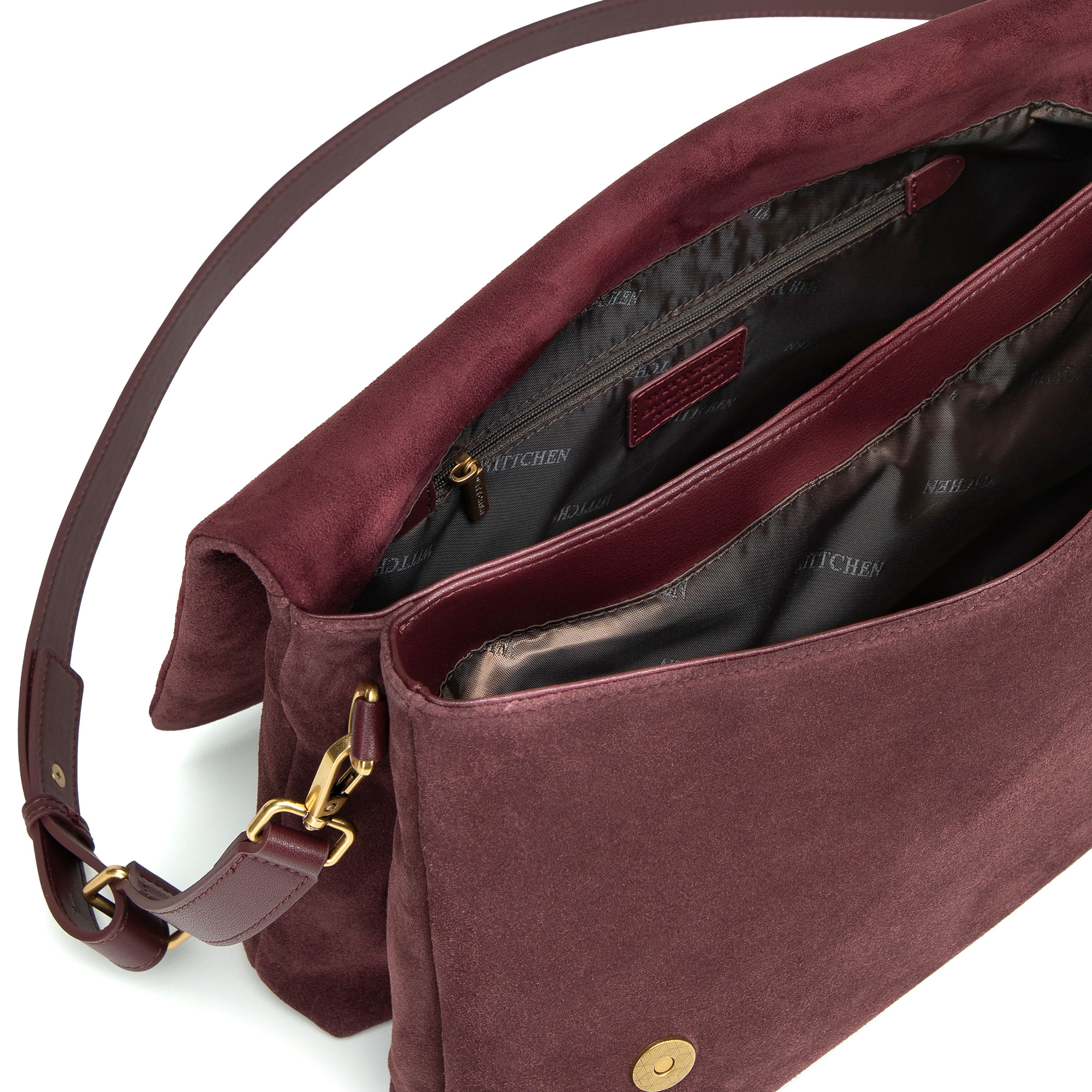 Fialová dámska crossbody kabelka Wittchen z prírodnej kože, Vyberte variant burgund
