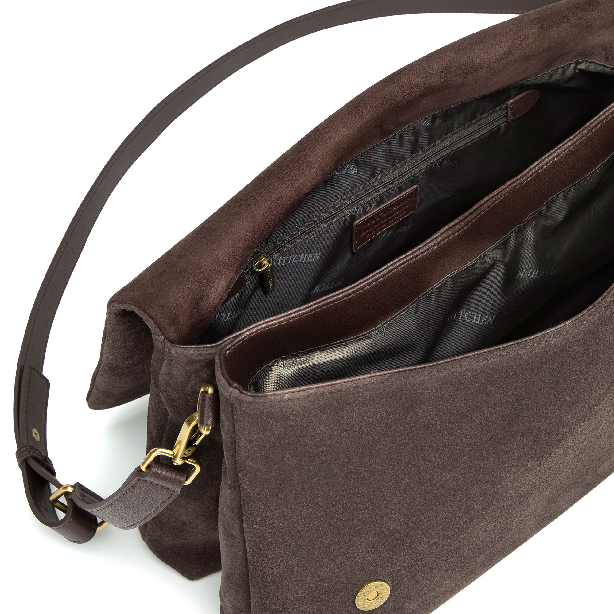 Tmavohnedá dámska crossbody kabelka Wittchen z prírodnej kože s čistým vzhľadom, Vyberte variant tmavohnedá