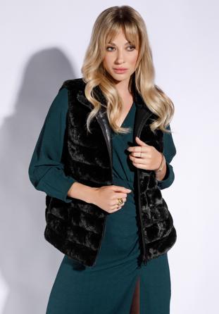 Women's faux fur gilet, black, 95-9W-102-1-XL, Photo 1