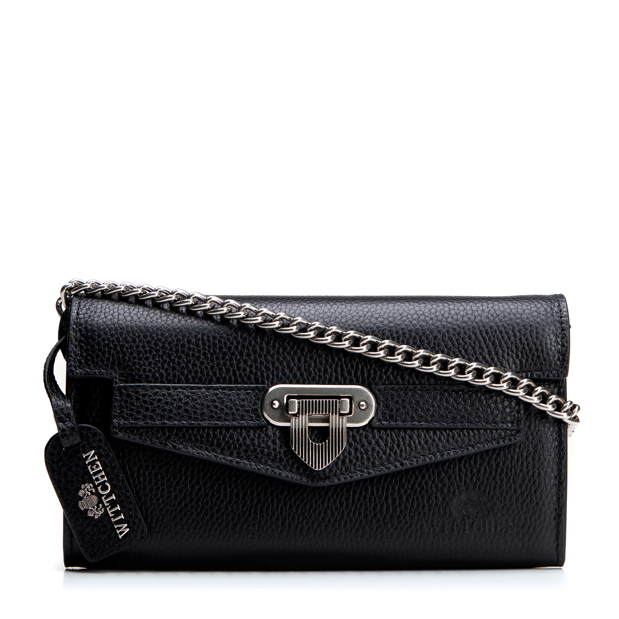 Elegantná kožená listová kabelka s detailmi a retiazkovým popruhom