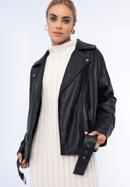 Women's oversize leather biker jacket, black, 97-09-201-4-XL, Photo 16