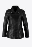 Cropped leather biker jacket, black, 99-09-401-1-XL, Photo 2
