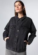 Women's oversize denim jacket, black, 98-9X-900-0-S/M, Photo 1