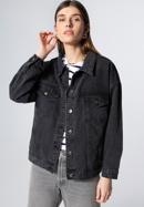 Damska kurtka dżinsowa oversize, czarny, 98-9X-900-1-S/M, Zdjęcie 2