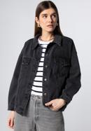 Women's oversize denim jacket, black, 98-9X-900-0-S/M, Photo 3