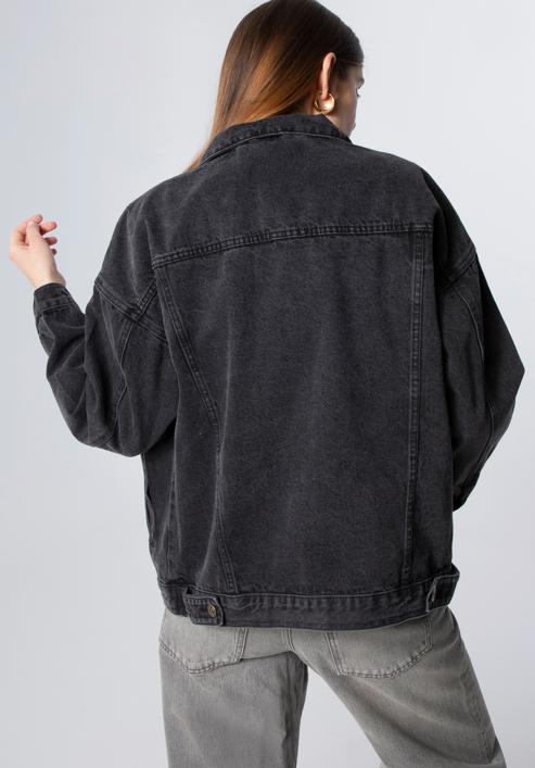 Women's oversize denim jacket, black, 98-9X-900-1-S/M, Photo 5
