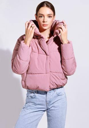 Oversize quilted cropped jacket, muted pink, 95-9D-105-P-XL, Photo 1