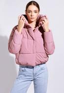 Oversize quilted cropped jacket, muted pink, 95-9D-105-P-L, Photo 1