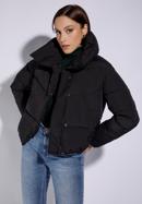 Oversize quilted cropped jacket, black, 95-9D-105-1-L, Photo 2
