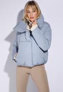 Oversize quilted cropped jacket, blue, 95-9D-105-1-XS, Photo 2