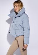 Oversize quilted cropped jacket, blue, 95-9D-105-1-XS, Photo 3