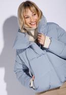 Oversize quilted cropped jacket, blue, 95-9D-105-1-L, Photo 5