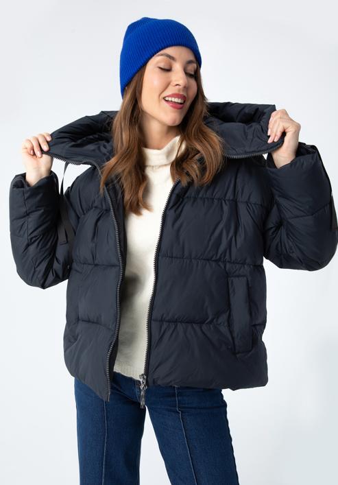 Women's oversize jacket, navy blue, 97-9D-401-P-S, Photo 1
