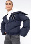 Teddy faux fur collar puffer jacket, navy blue, 97-9D-901-N-M, Photo 3
