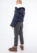 Teddy faux fur collar puffer jacket, navy blue, 97-9D-901-N-S, Photo 5