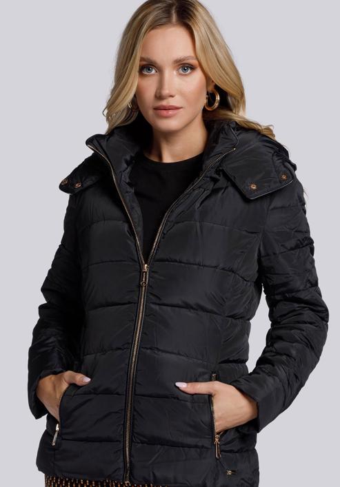 Damska kurtka pikowana z kieszeniami, czarny, 93-9N-103-Z-2XL, Zdjęcie 2