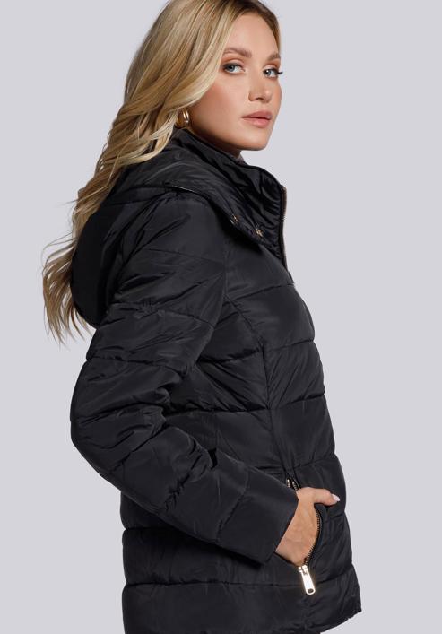 Damska kurtka pikowana z kieszeniami, czarny, 93-9N-103-Z-2XL, Zdjęcie 3