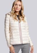 Quilted jacket with decorative jacquard stripe, off white, 93-9N-101-3-XS, Photo 2