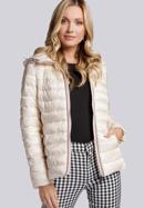 Quilted jacket with decorative jacquard stripe, off white, 93-9N-101-3-L, Photo 3