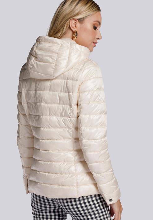 Quilted jacket with decorative jacquard stripe, off white, 93-9N-101-3-M, Photo 5