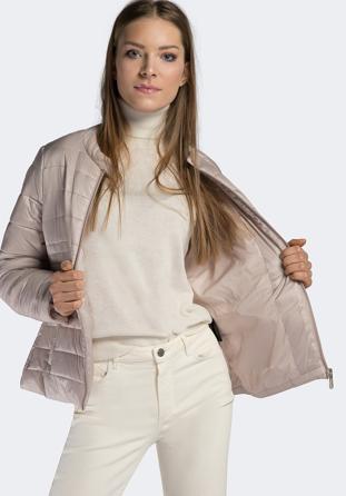 Damska kurtka pikowana ze stójką, jasny beż, 90-9N-401-9-XS, Zdjęcie 1