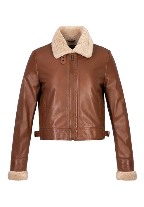 Women's cropped jacket with contrast borg, brown, 97-09-802-4-M, Photo 20
