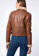 Women's cropped jacket with contrast borg, brown, 97-09-802-4-M, Photo 3