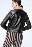 Women's cropped jacket with contrast borg, dark brown, 97-09-802-5-2XL, Photo 4