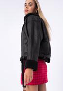 Damska kurtka podszyta sztucznym futerkiem oversize z paskiem, czarny, 97-9P-106-4-XL, Zdjęcie 20
