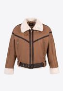 Women's cropped jacket with faux fur, brown, 97-9P-106-4-XL, Photo 20