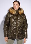 Women's quilted down jacket, green, 95-9D-406-1-L, Photo 1