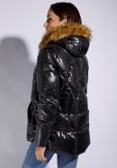 Damska kurtka puchowa pikowana trapezowa, czarny, 95-9D-406-Z-L, Zdjęcie 4