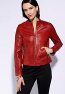 Women's leather biker jacket, red, 96-09-803-1-XL, Photo 1