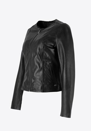 Damska kurtka skórzana klasyczna, czarny, 99-09-400-1-XL, Zdjęcie 1