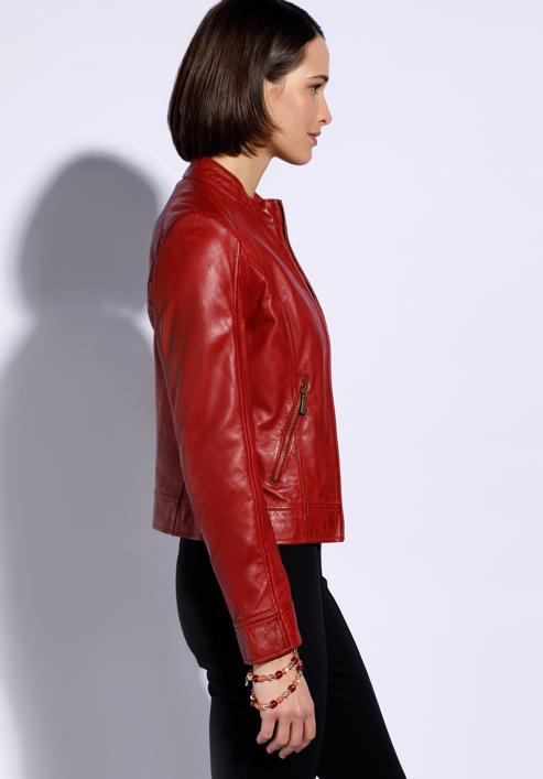 Women's leather biker jacket, red, 96-09-803-1-L, Photo 3