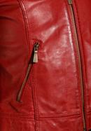 Damska kurtka skórzana klasyczna, czerwony, 96-09-803-1-XL, Zdjęcie 6